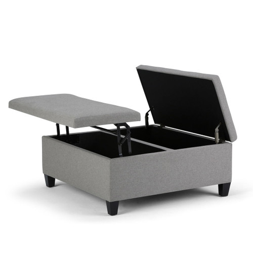 Ellis - Coffee Table Storage Ottoman - Dove Gray