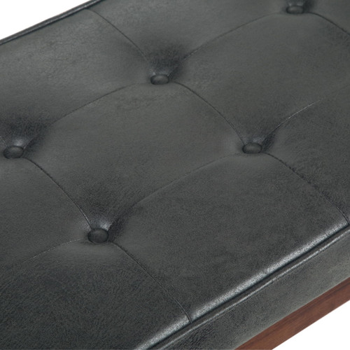 Pierce - Mid Century Ottoman Bench - Distressed Black