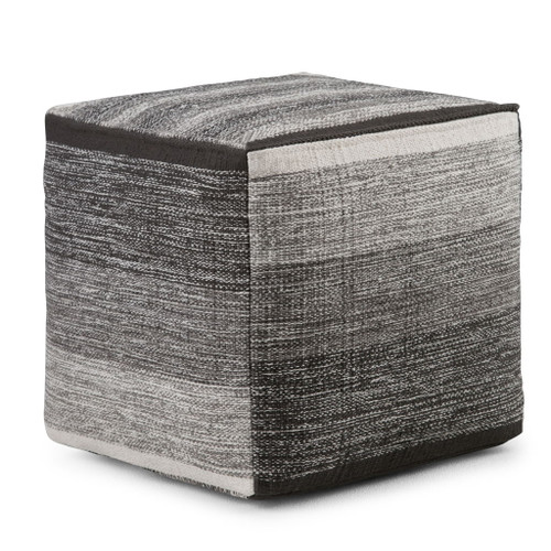 Naya - Cube Pouf - Patterned Gray Melange