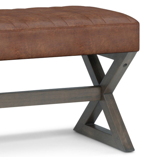 Salinger - Large Ottoman Bench - Distressed Saddle Brown