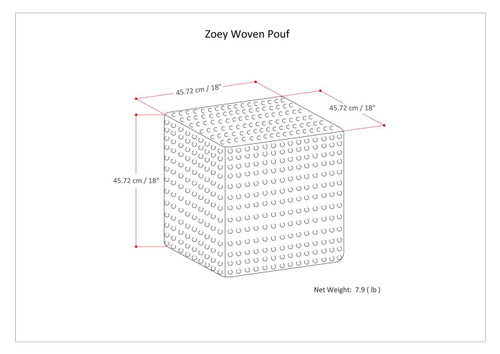 Zoey - Woven Cube Pouf - Maroon