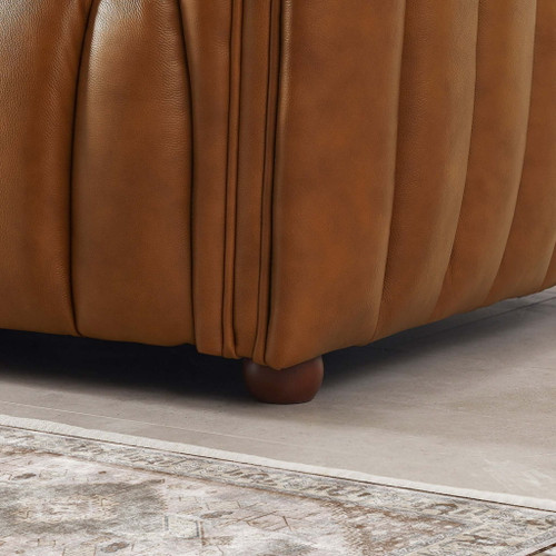 April - Mid-Century Modern Luxury Tight Back Leather Couch - Brown / Cognac / Rustic
