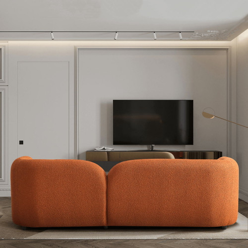Donna - Japandi Style Boucle Sofa - Brown / Burnt Orange / Orange