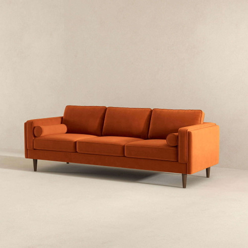 Amber - Mid-Century Modern Luxury Modern Velvet Sofa - Brown / Burnt Orange
