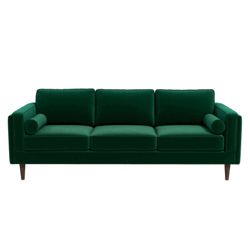 Amber - Mid-Century Modern Luxury Modern Velvet Sofa - Brown / Dark Green