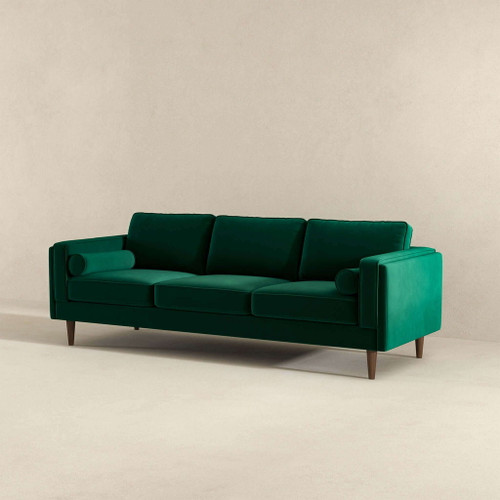 Amber - Mid-Century Modern Luxury Modern Velvet Sofa - Brown / Dark Green