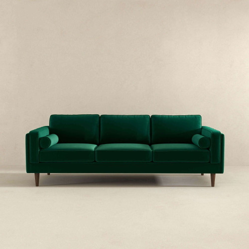 Amber - Mid-Century Modern Luxury Modern Velvet Sofa - Brown / Dark Green