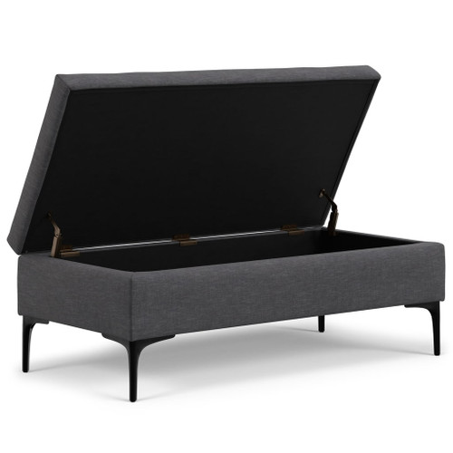 Rebecca - Multifunctional Large Coffee Table Storage Ottoman With Lift Up Lid - Gray