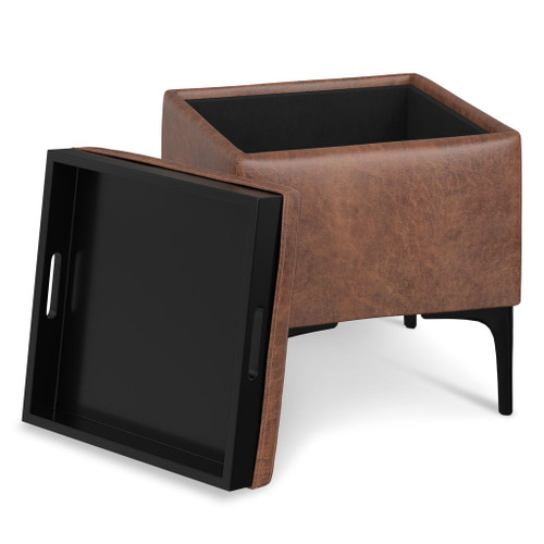 Natasha - Storage Ottoman With Tray - Brown