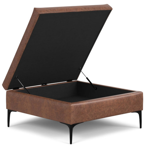 Rebecca - Coffee Table Storage Ottoman With Lift Up Lid - Brown