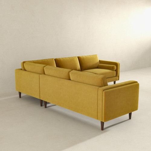 Amber - Velvet Corner Sectional Sofa - Yellow