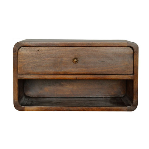 Curve Floating Bedside Table - Chestnut