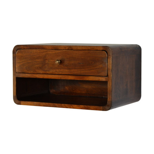 Curve Floating Bedside Table - Chestnut