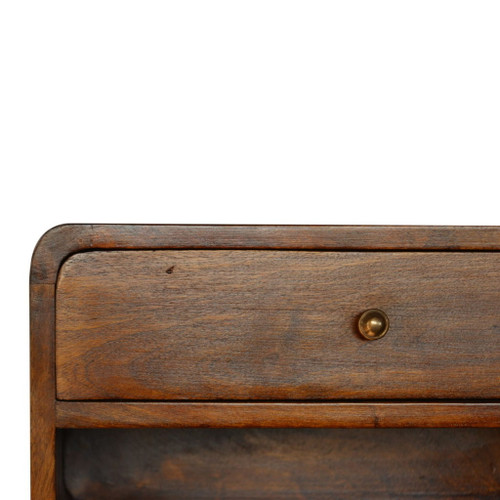 Curve Floating Bedside Table - Chestnut