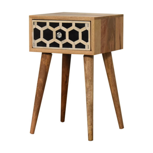 Inlay - Mini Bone Bedside Table - Brown Oak