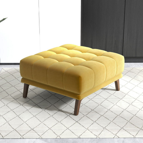 Addison - Square Upholstered Ottoman - Brown / Yellow
