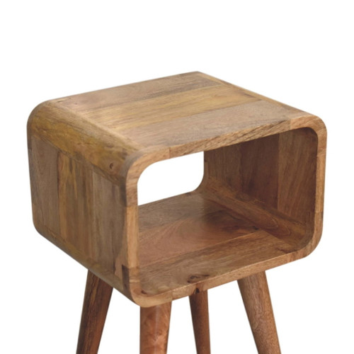 Mini Curved Open Bedside Table - Brown Oak