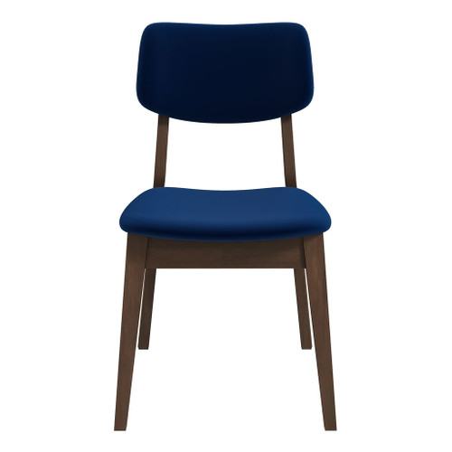 Carlos - Solid Back Side Chair (Set of 2) - Brown / Navy Blue