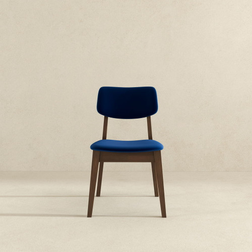 Carlos - Solid Back Side Chair (Set of 2) - Brown / Navy Blue