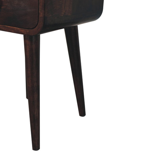 Mini Curved Bedside Table With Open Slot - Walnut