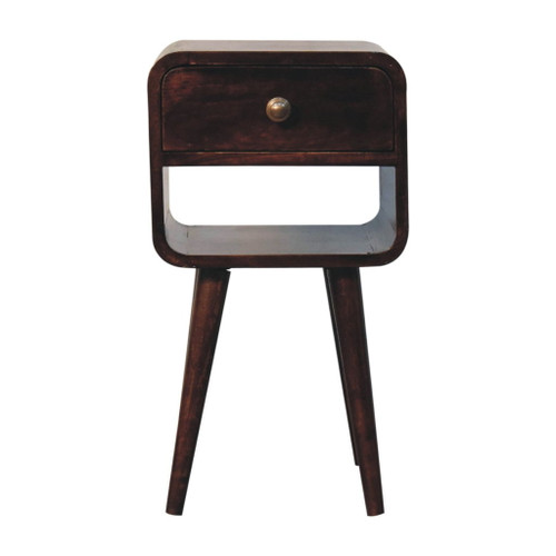 Mini Curved Nightstand With Lower Slot - Walnut
