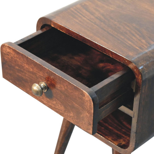 Mini Curved Nightstand With Lower Slot - Walnut