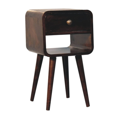 Mini Curved Nightstand With Lower Slot - Walnut