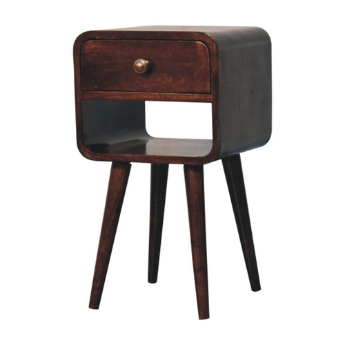 Mini Curved Nightstand With Lower Slot - Walnut