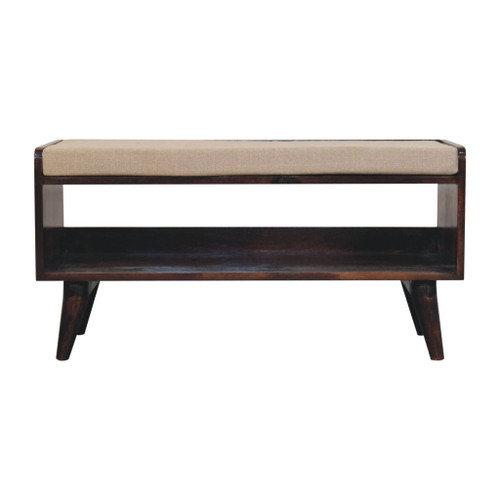 Bench With Mud Linen Seat Pad - Walnut