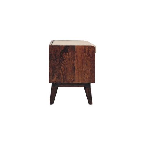 Bench With Mud Linen Seat Pad - Walnut