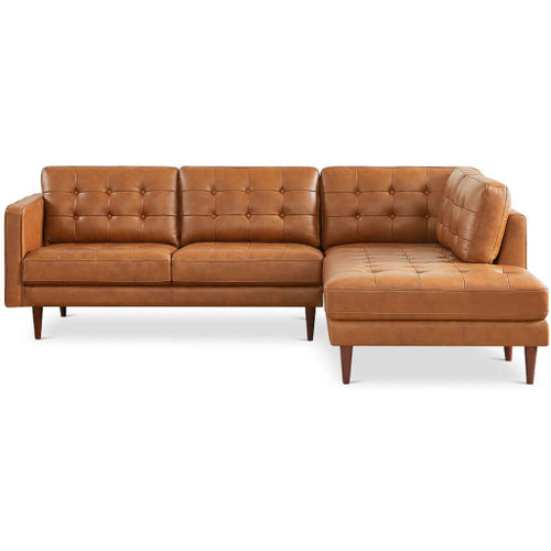 Lucco - Right Facing Sectional - Cognac Tan