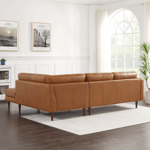 Lucco - Right Facing Sectional - Cognac Tan