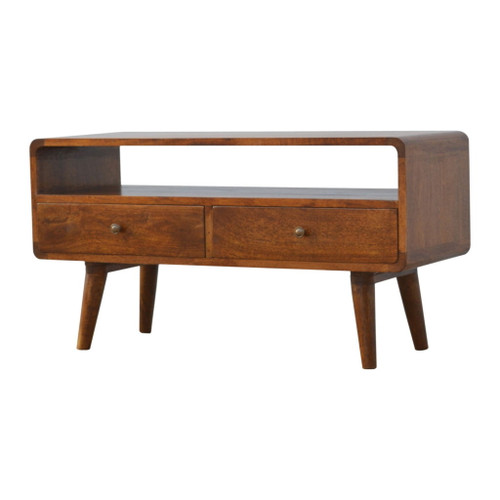 Curved Media Unit - Chestnut