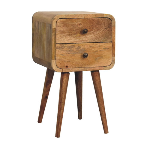 Mini Curved Nightstand - Oak