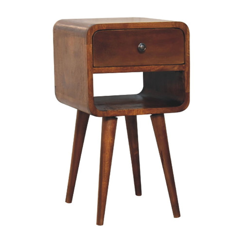 Mini Curve Lower Bedside Table - Chestnut