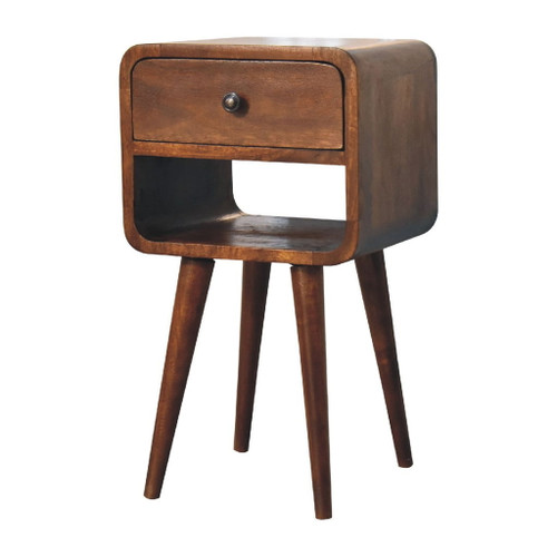 Mini Curve Lower Bedside Table - Chestnut