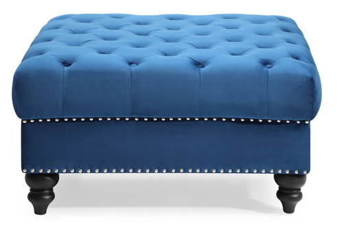 Charming Traditional Ottoman - Navy Blue