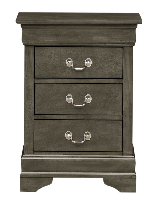 Louis Phillipe - 3 Drawer Nightstand - Gray