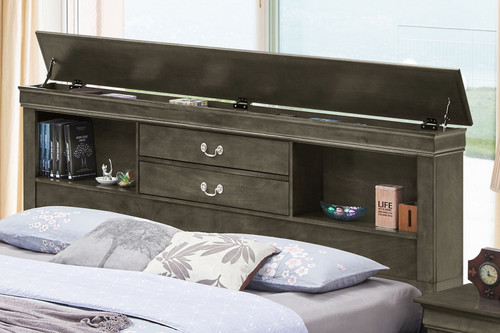 Louis Phillipe - King Storage Bed - Gray