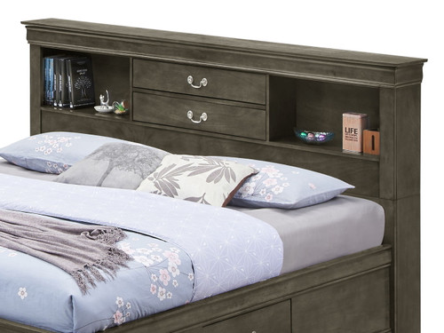 Louis Phillipe - King Storage Bed - Gray