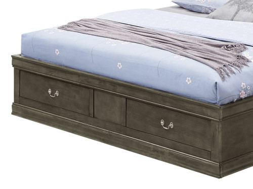 Louis Phillipe - King Storage Bed - Gray