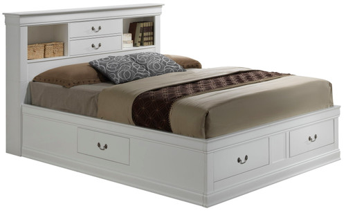 Louis Phillipe - Full Storage Bed - White