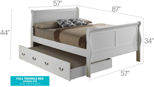 Full Trundle Bed Charming - Classic White