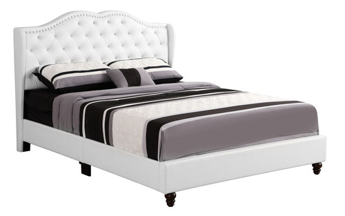 Full Transitional Upholstered Bed - White