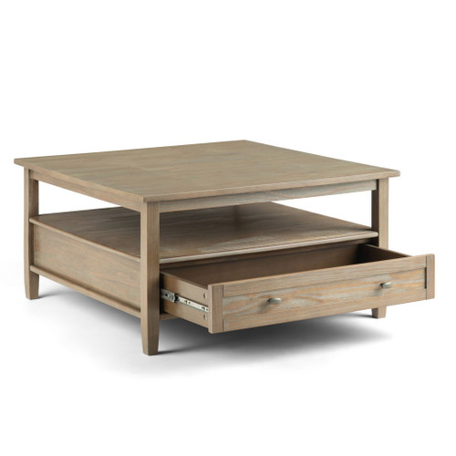 Warm Shaker - Square Coffee Table - Distressed Gray