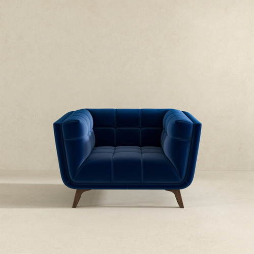 Addison - Velvet Lounge Chair - Dark Blue