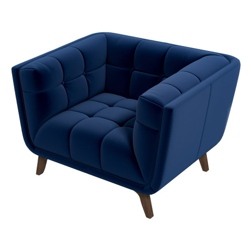 Addison - Velvet Lounge Chair - Dark Blue