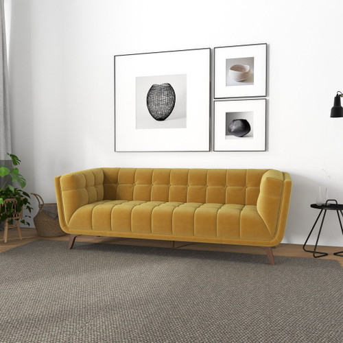 Addison - Large Velvet Sofa - Gold