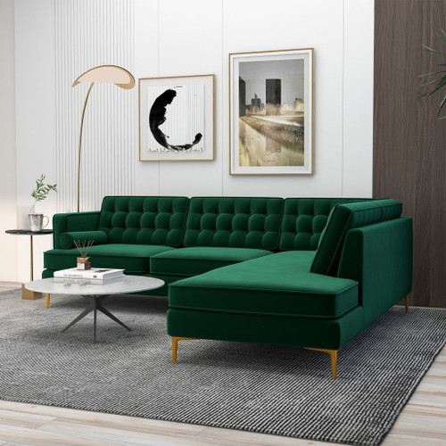 Brooke - Sectional Sofa Right Facing - Green