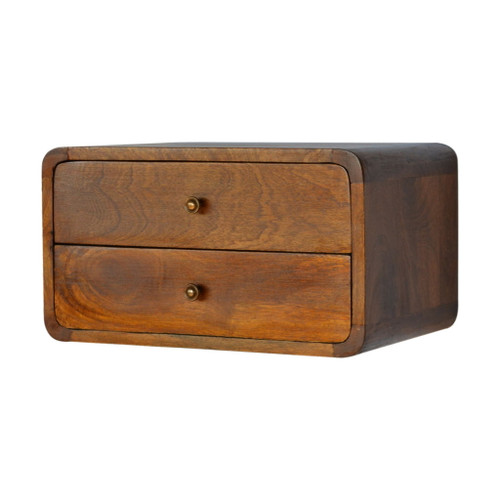Floating Curved Bedside Table - Chestnut